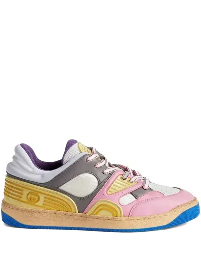 Gucci Panelled Leather Sneakers In Pink