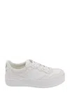 Gucci Leather Sneakers With Low-top Design And Floral Pattern In White