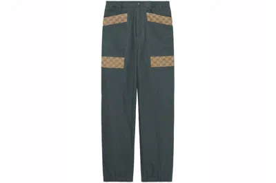 Pre-owned Gucci Panelled Monogram-pattern Jeans Ash Grey