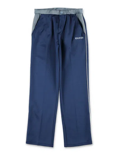 Gucci Technical Jersey Pants For Kids In Blue