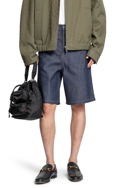 Gucci Pantaloncini Di Denim Con Cimosa In Cotone In Blue