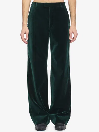 Gucci Pantalone In Velluto In Green