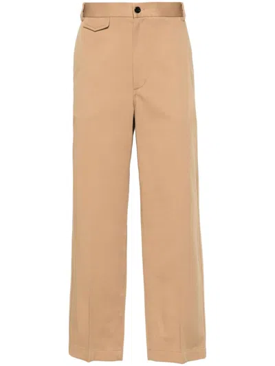 Gucci Web-detail Cotton Trousers In Neutrals