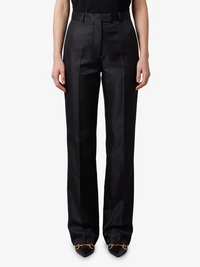 Gucci Pantaloni In Fine Faille Di Seta In Black