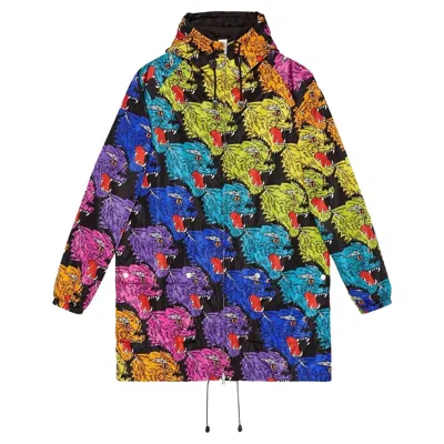 Pre-owned Gucci Panther Face Nylon Jacket It42 In Black