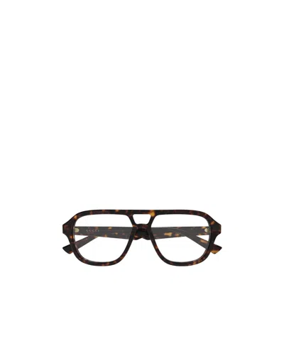 Gucci Tortoiseshell-effect Pilot-frame Glasses In Brown
