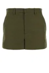 Gucci Women Olive Green Polyester Blend Shorts In Green