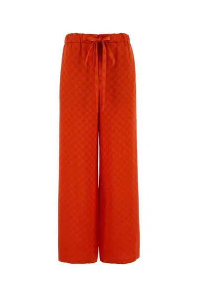 Gucci Orange Satin Pyjama Pant In Red