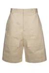 Gucci Logo Patch Cargo Shorts In Beige