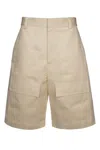 Gucci Logo Patch Cargo Shorts In Beige