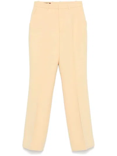 Gucci Crepe Wool Trousers In Beige