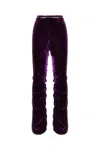 Gucci Horsebit Belted Velvet Slim-leg Trousers In Black