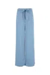 Gucci Pantalone Dalla Gamba Ampia In Raso Azzurro Donna In Blue