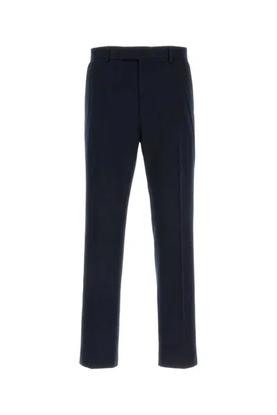 Gucci Tailored Black Cotton Trousers With Subtle Accent Stripe