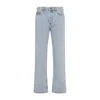Gucci Men Light Blue Jeans With Gg Detail On The Pocket And Logo Patch On The Rear In Denim Man In Blue