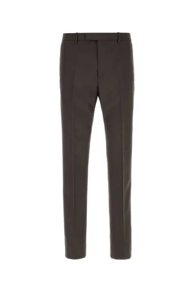 Gucci Panama Trousers With Front Crease And Slits In Brown