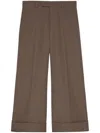 Gucci Wool Gabardine Trousers In Brown