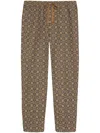 Gucci Jacquard Fabric Jogging Trousers With Horsebit In Brown
