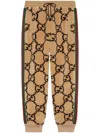 Gucci Striped Logo-jacquard Wool-blend Fleece Sweatpants In Brown