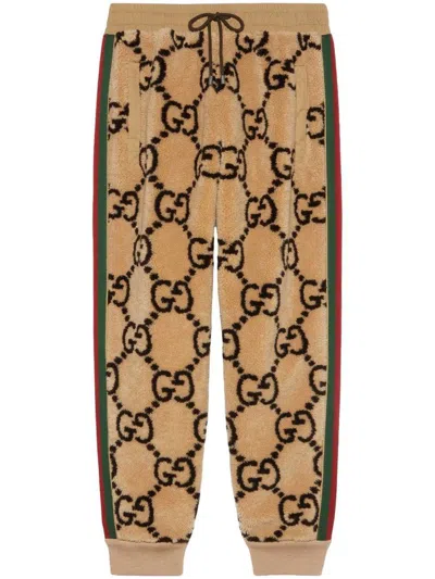 Gucci Wool Gg Sweatpants In Brown