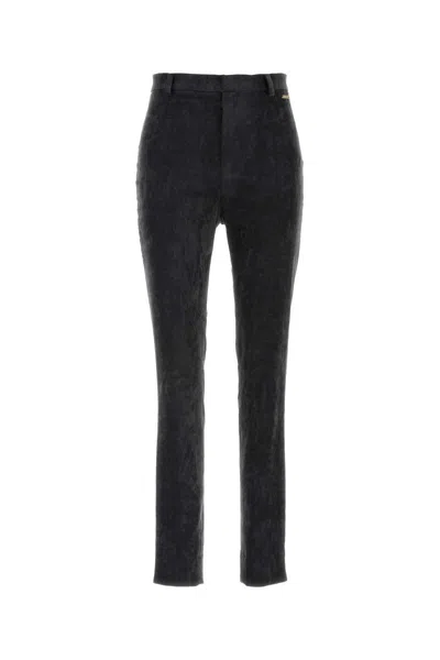 Gucci Stretch Velvet Slim Fit Trousers Belt Loops In Black