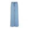Gucci Pantalone Dalla Gamba Ampia In Raso Azzurro Donna In Blue