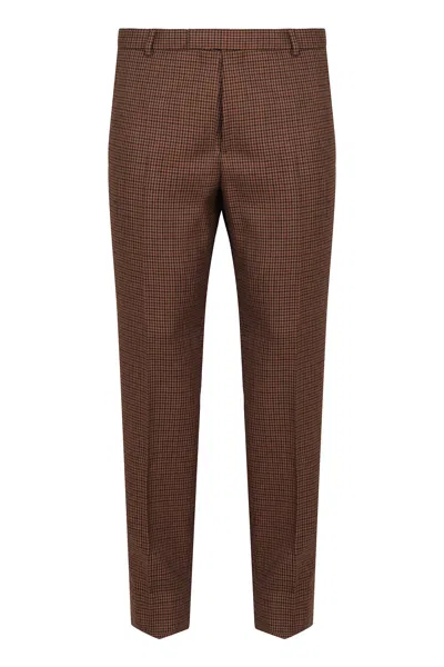 Gucci Pants In Wool Houndstooth In Brown