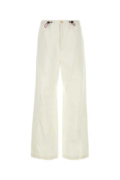 Gucci Drawstring Ruched Drill Pants In White