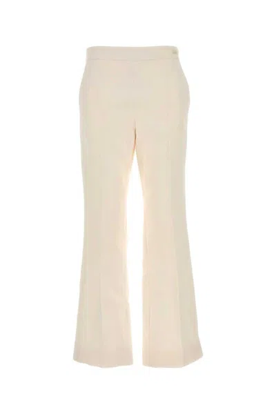 Gucci Silk Flared High Waist Trousers In White