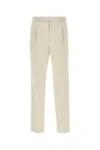 Gucci Cotton Pleated Trousers With Belt Loops And Button Pockets In Neutral