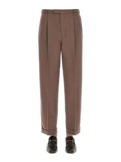 Gucci Trousers With  Label In Brown