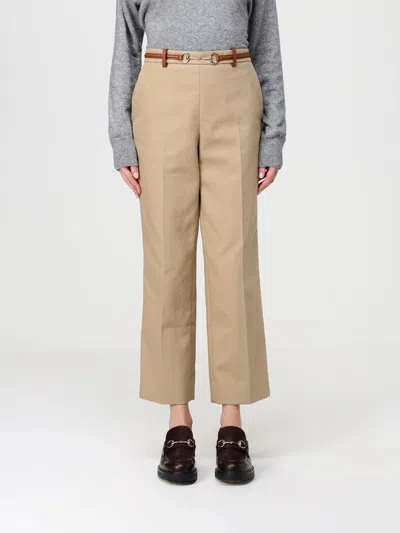 Gucci Pants Woman Beige In Neutral