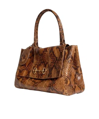 Gucci Medium Paparazzo Python-skin Shoulder Bag In Brown