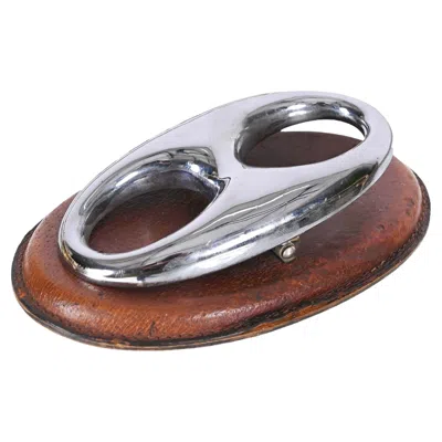 Pre-owned Gucci Paper Clip By Franzi In Leather And Steel,  Style, Italy, 1970s In Brown