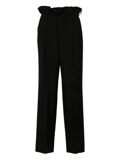 Pre-owned Gucci Paperbag-waist Trousers In Black