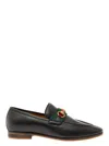 Gucci Paride Black Loafers With Web And Horsebit Detail In Leather Man In Animal Print