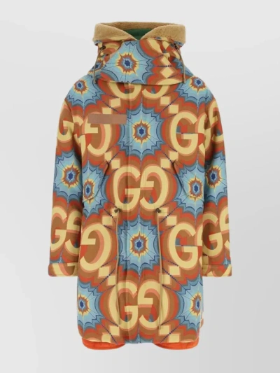 Gucci Parka With Embroidered Polyester Blend In Brown