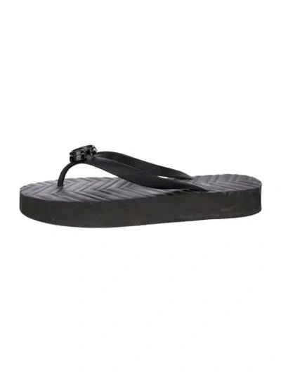 Pre-owned Gucci Pascar Double G Logo Flip Flops In Black