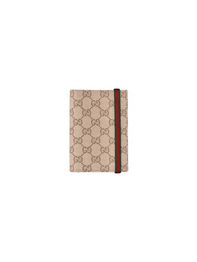Gucci Passport Holder "gg" In Beige
