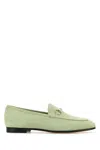 Gucci Jordaan Horsebit-detailed Leather-trimmed Suede Loafers In Sageleafsageleaf