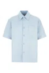 Gucci Mens Gg Monogram Relaxed Cotton Shirt Baby Blue In Celeste