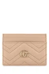 GUCCI GUCCI PASTEL PINK LEATHER GG MARMONT CARD HOLDER