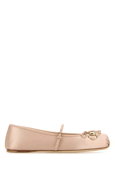 Gucci Satin Ballet Flats Horsebit Detail In Pink