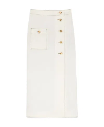 Gucci Patch-pocket Buttoned Skirt In White