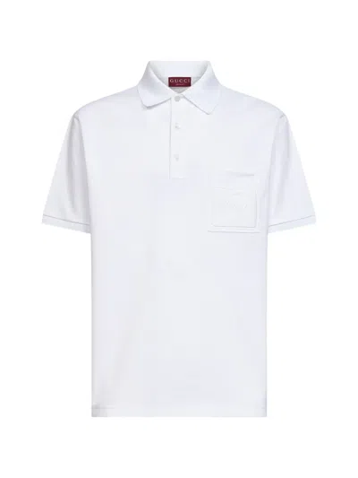 Gucci Cotton Polo Shirt Collar Short Sleeves Pocket In White