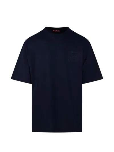 Gucci Patch T-shirt In Blue