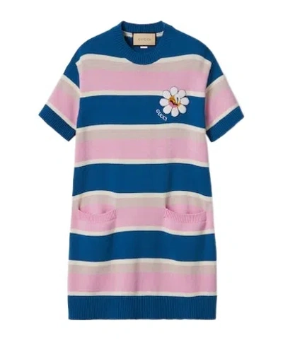 GUCCI PATCHED STRIPED DRESS