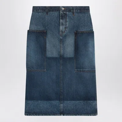 GUCCI GUCCI  PATCHWORK BLUE SKIRT IN DENIM