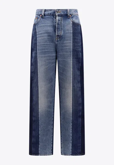 Gucci Patchwork Straight-leg Jeans In Blue