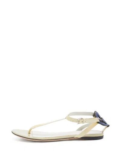 Pre-owned Gucci Patent Flat Sandals In Neutral
